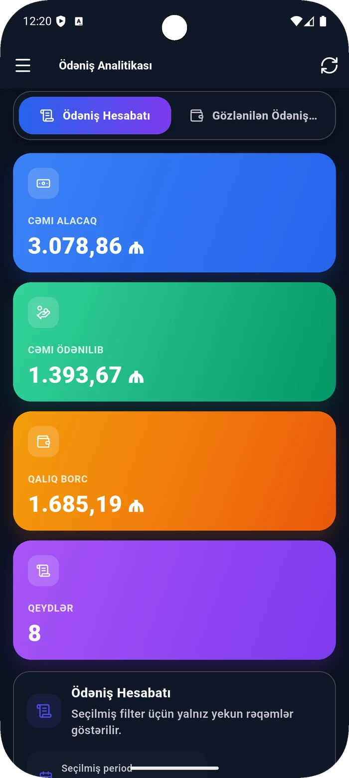 ProLombard mobile payment analytics with payment and balance summaries